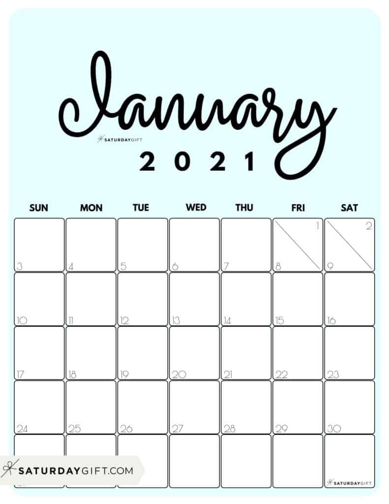 Small Printable January 2021 Calendar | Free Printable ...