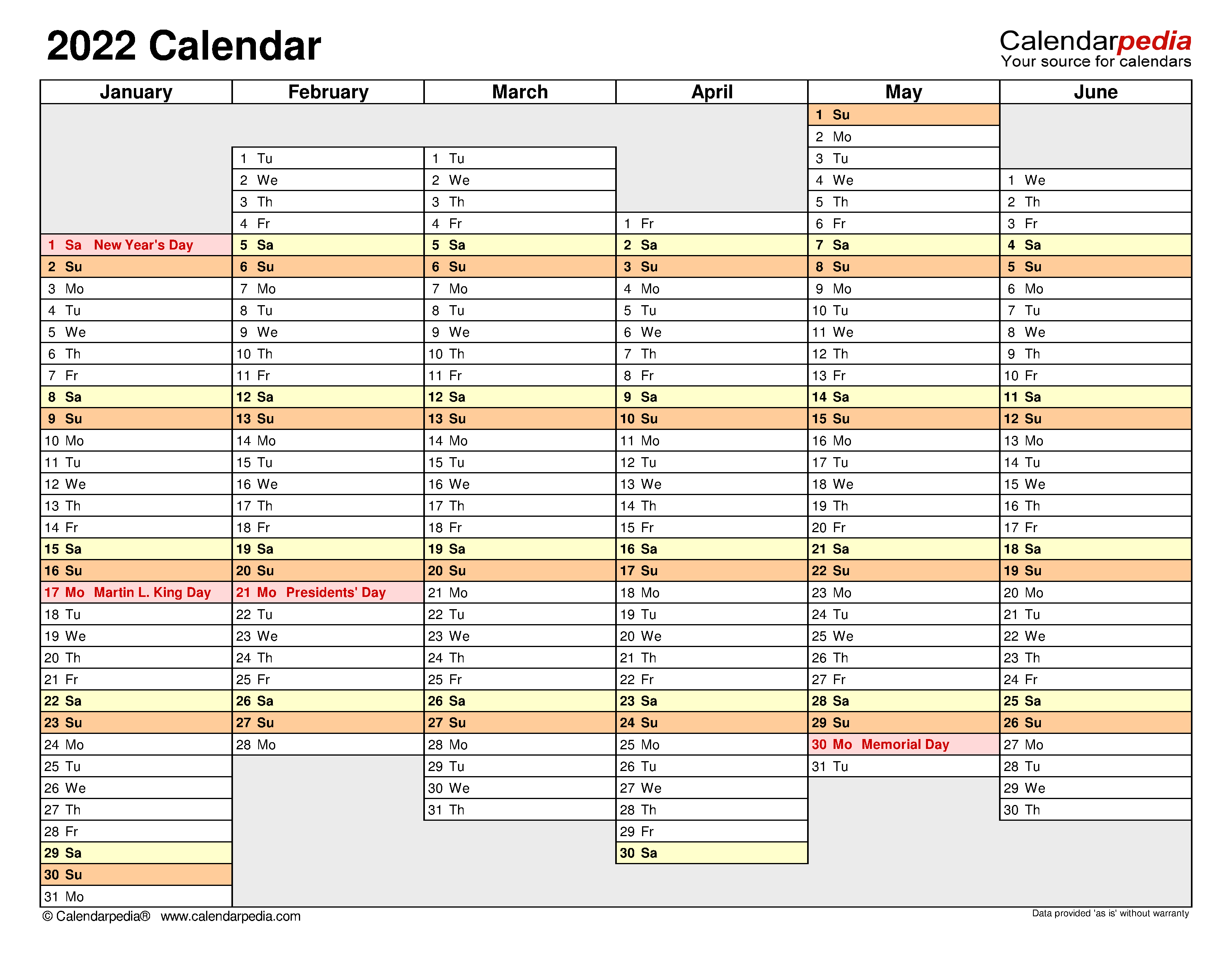 Printable Monthly Calendar 2022