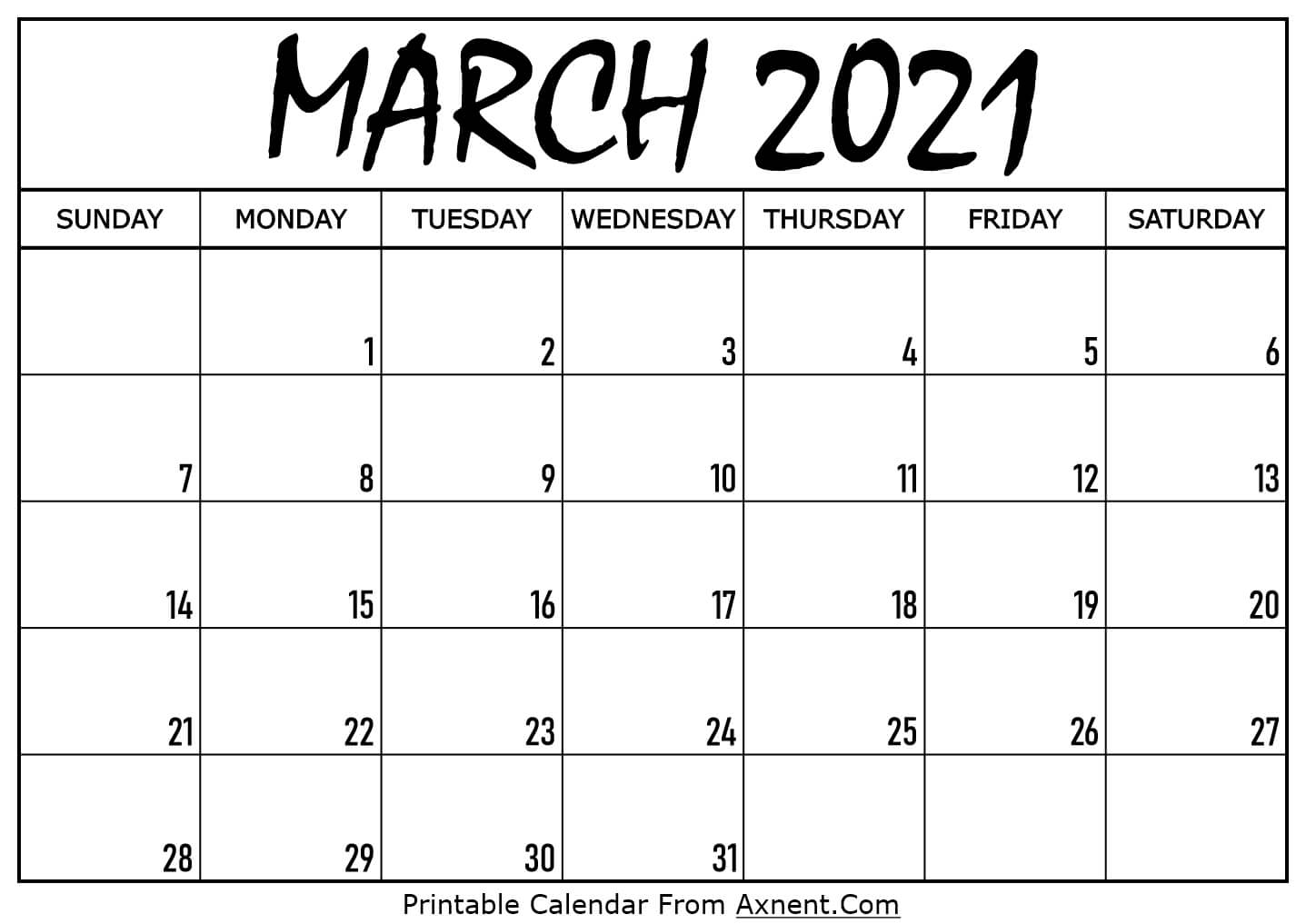 Printable March 2021 Calendar Template - Time Management ...