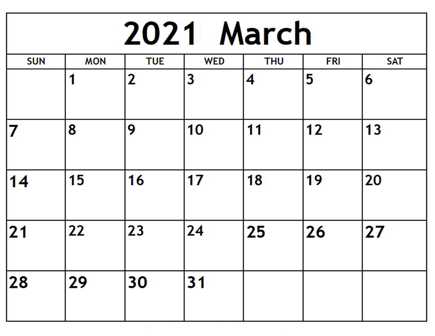 March 2021 Calendar Template With Holidays - Printable ...