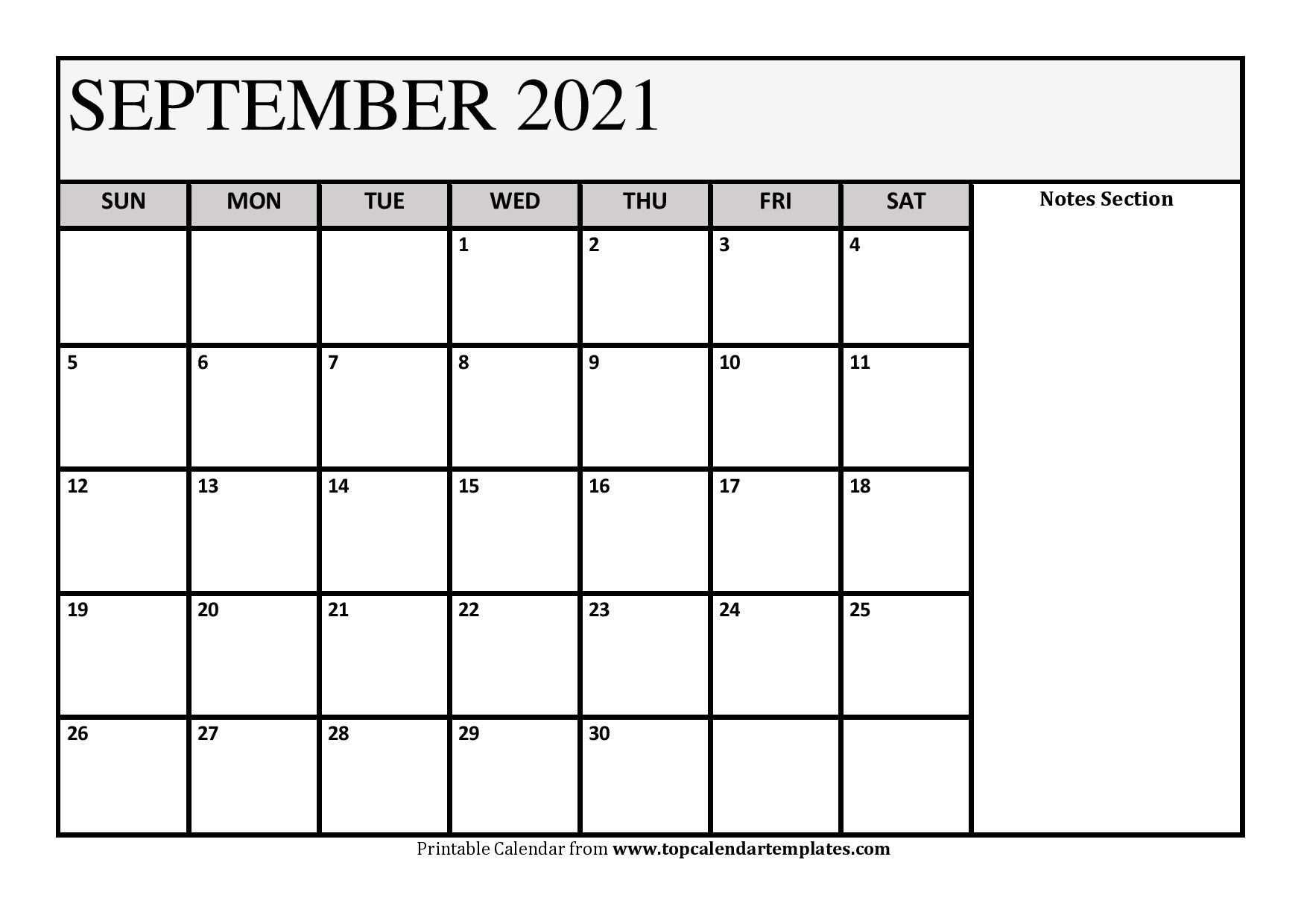Free September 2021 Calendar Printable (PDF, Word) Templates