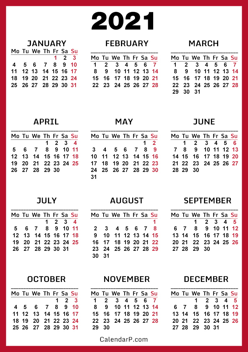 Modern Printable Calendar 2021