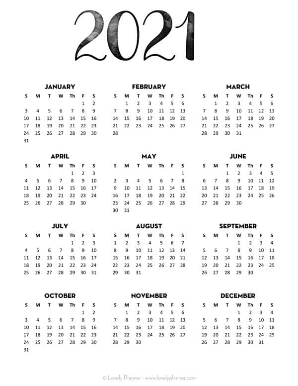 Free 2021 Yearly Calender Template - Free Printable ...
