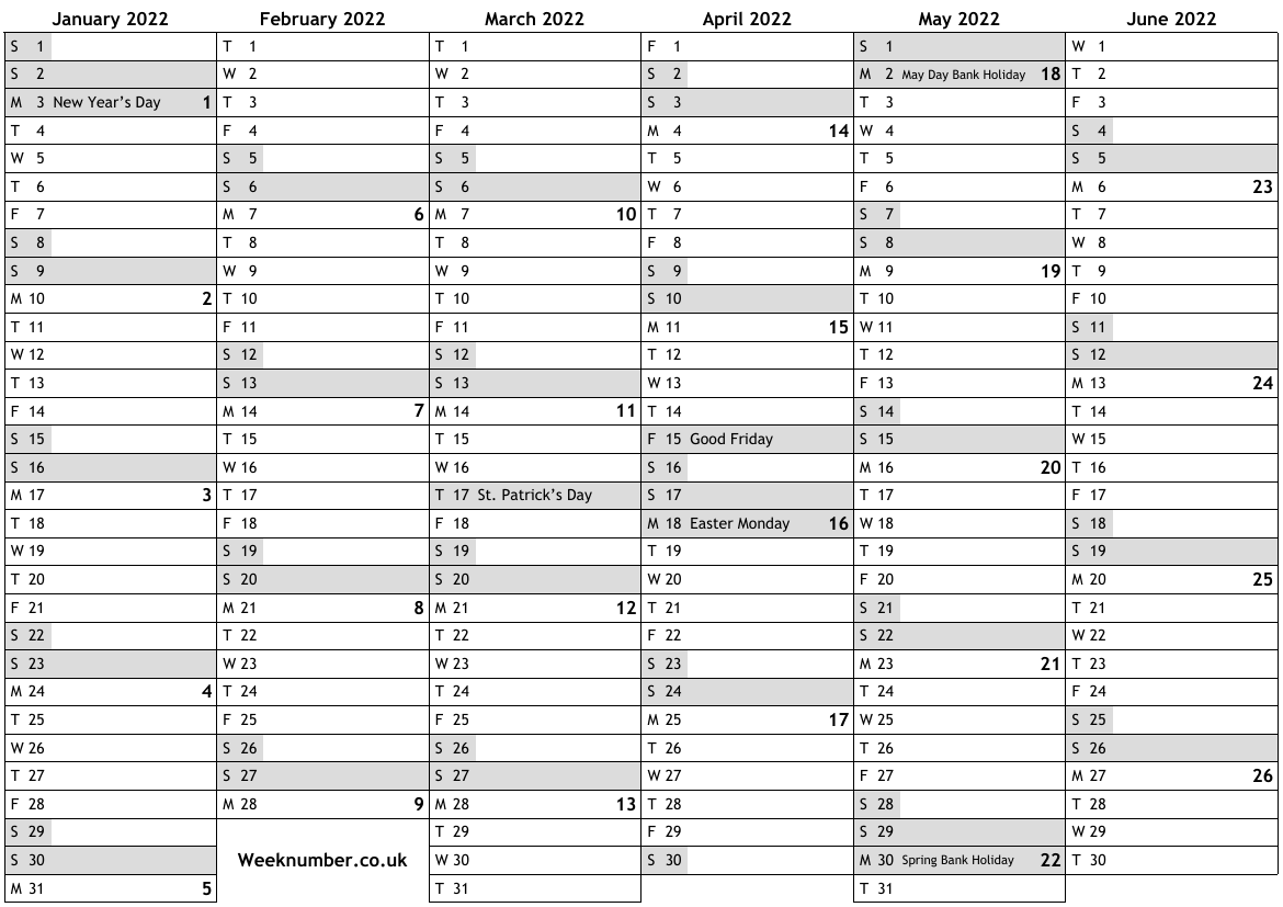 calendar 2022 with week numbers free letter templates