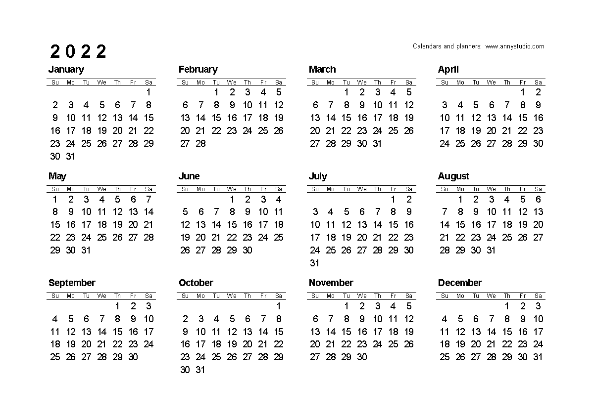 Printable Calendar 2021 And 2022