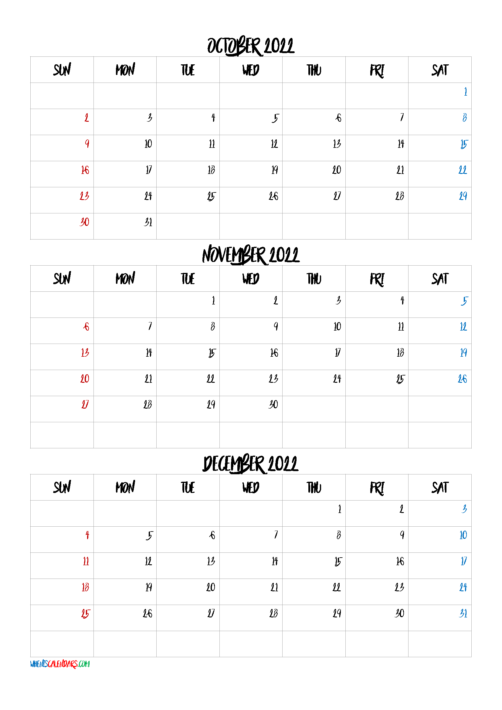 Calendar October 2021 To September 2022