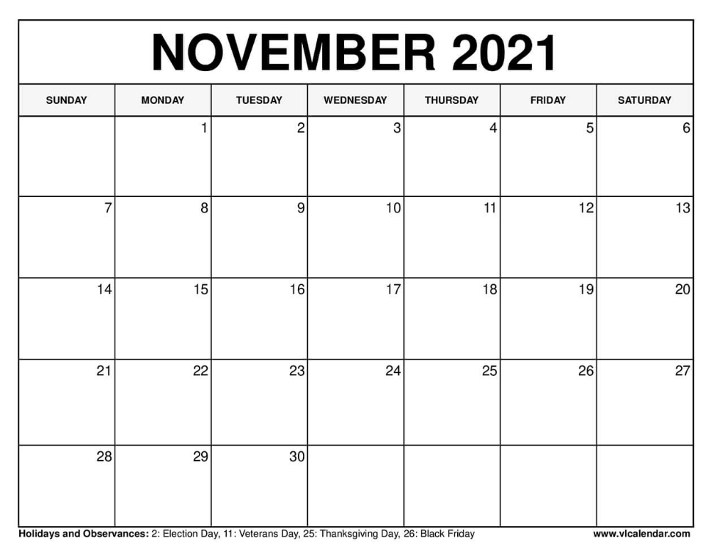 Blank Calendar November 2021 2