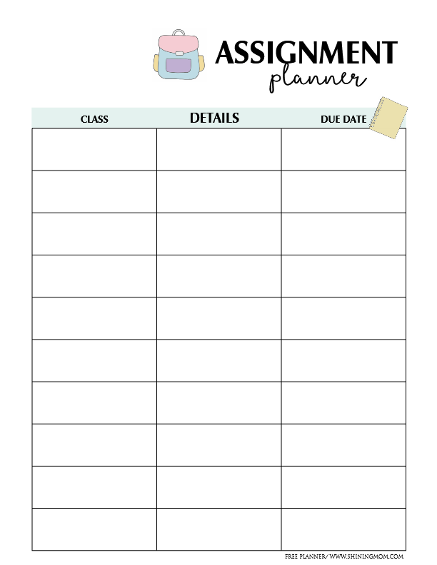 Assignment Schedule Template