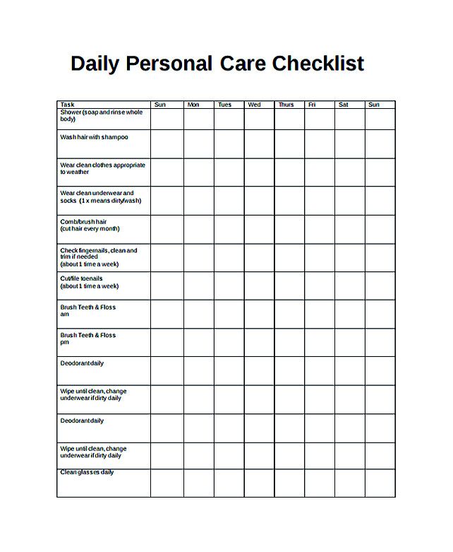 Daily Checklist Template