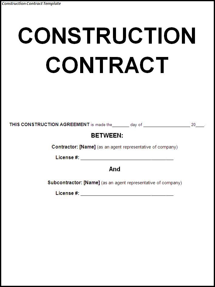 Construction Contract Template