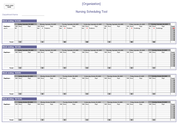 Nurse Schedule Template