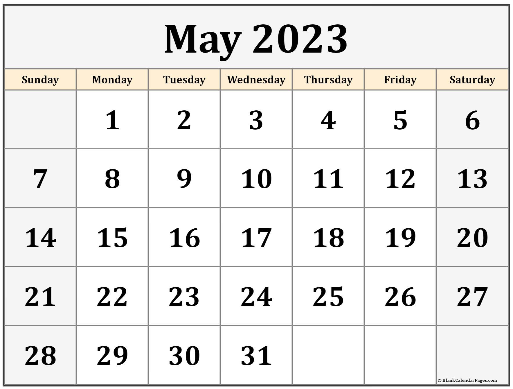 May 2023 calendar | free printable calendar