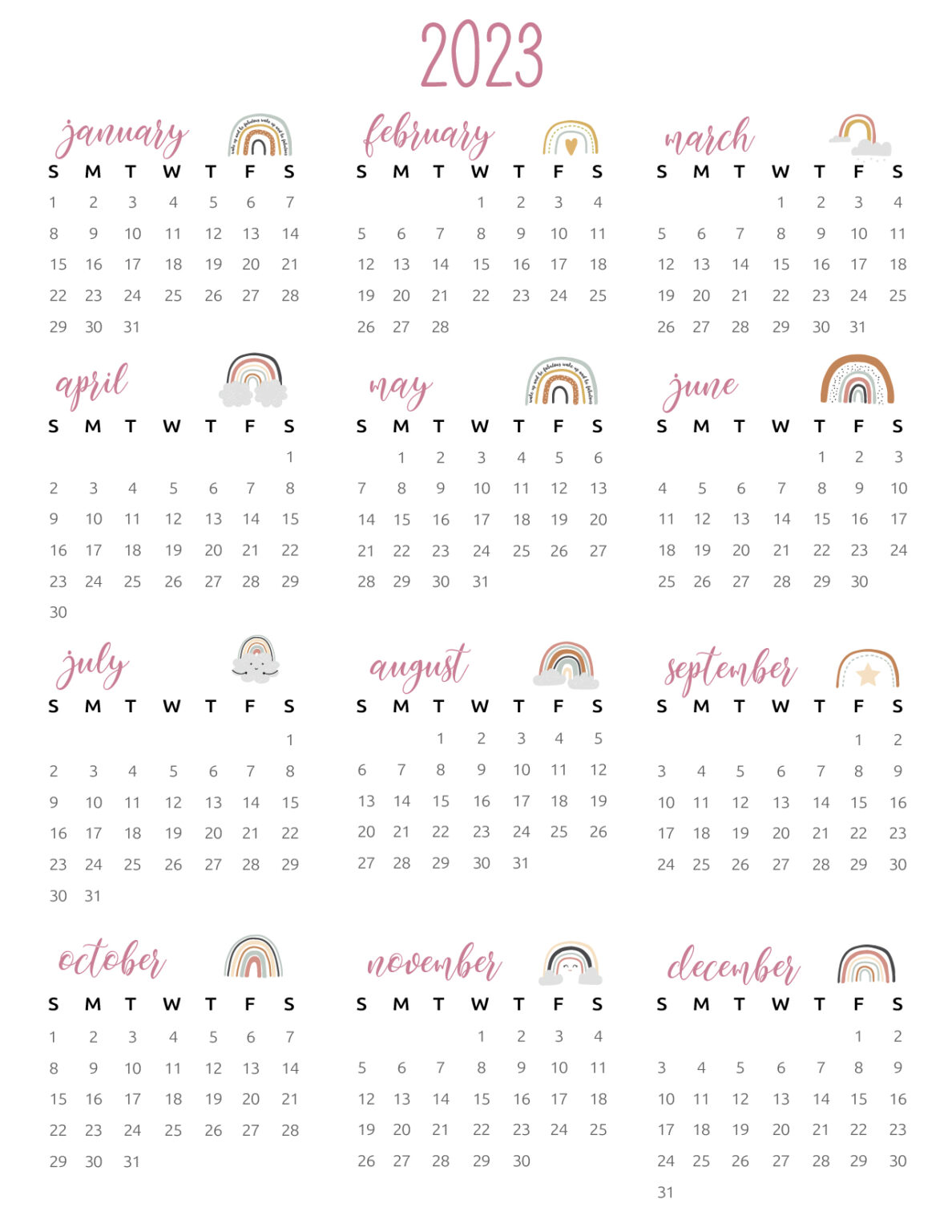 Printable 2023 Calendar One Page - World of Printables