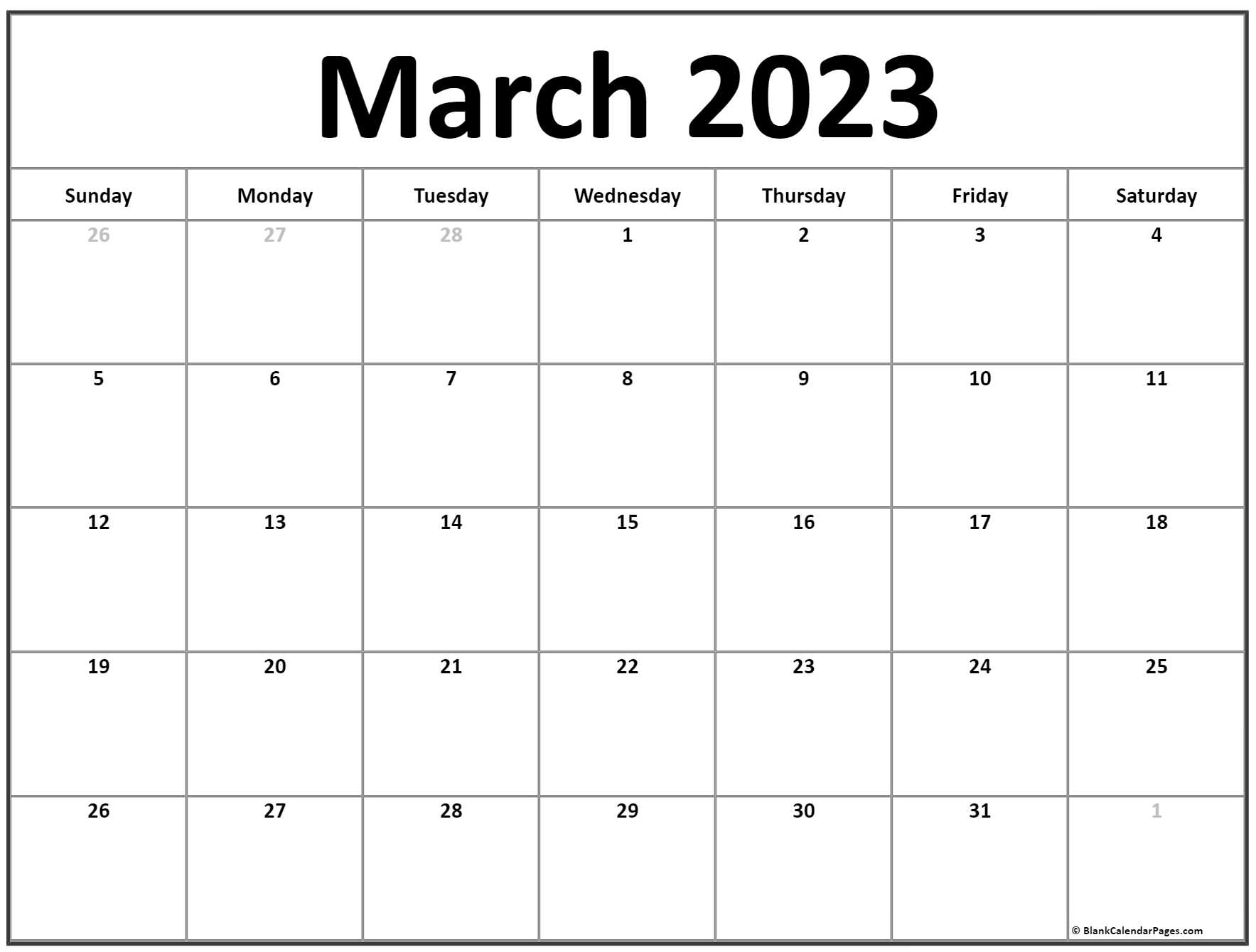 March 2023 calendar | free printable calendar