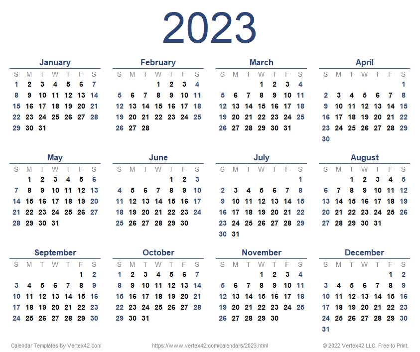 2023 Calendar Templates and Images