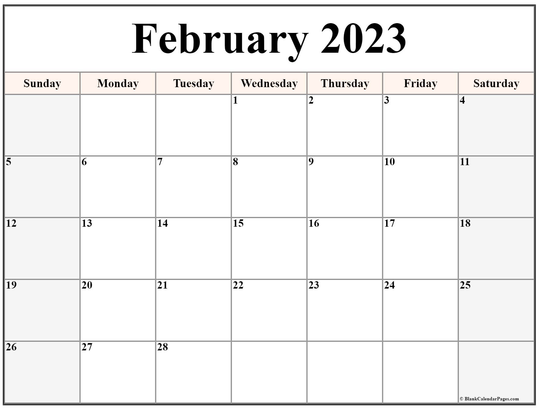 February 2023 calendar | free printable calendar