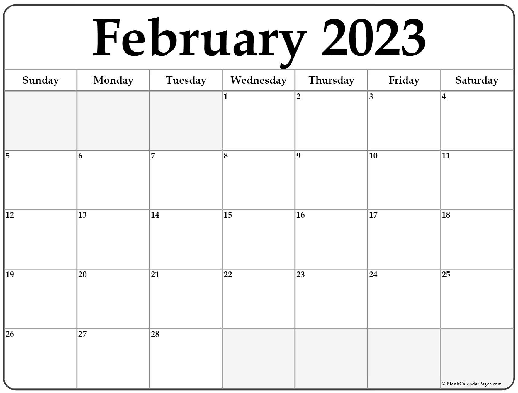 February 2023 calendar | free printable calendar