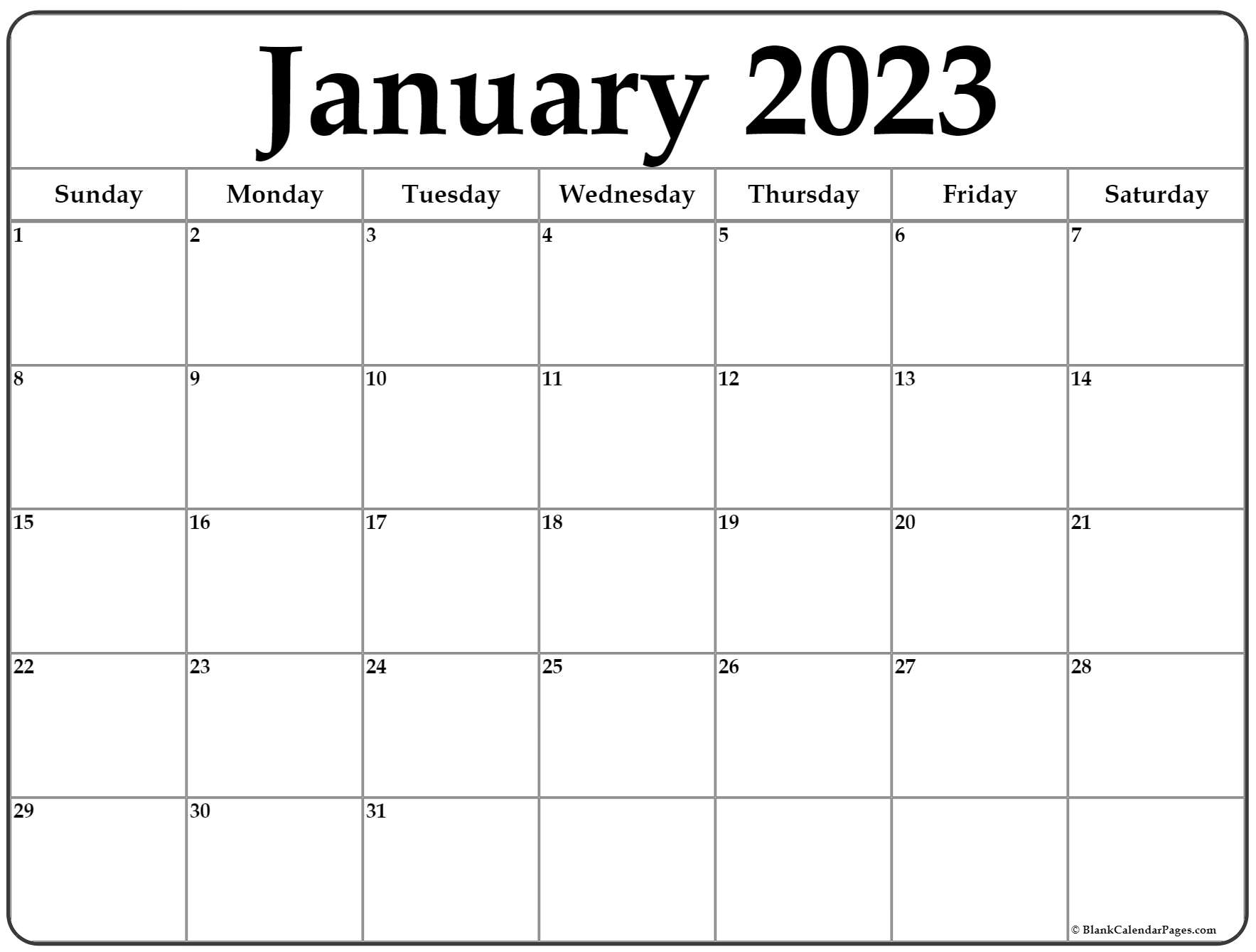 January 2023 calendar | free printable calendar