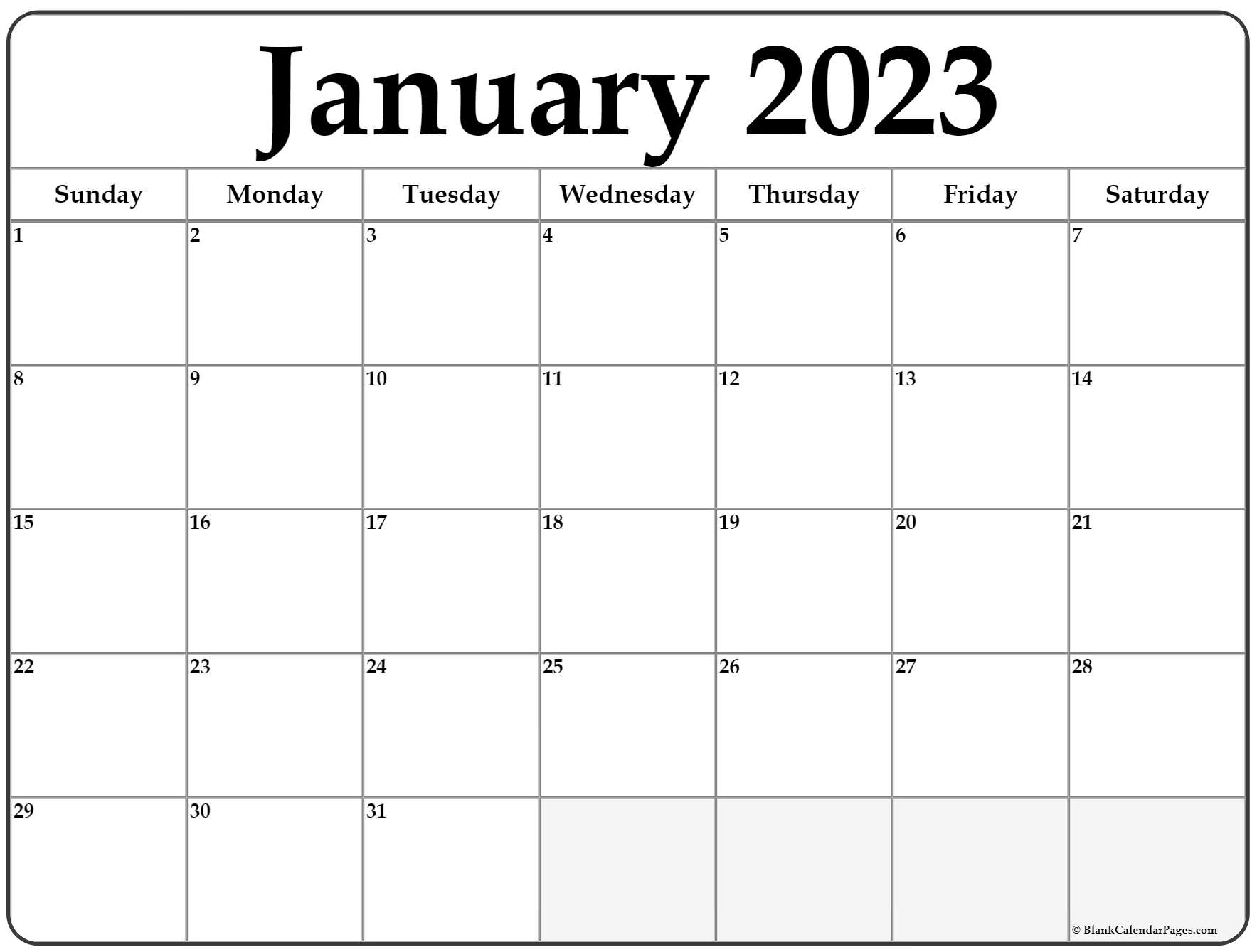 January 2023 calendar | free printable calendar