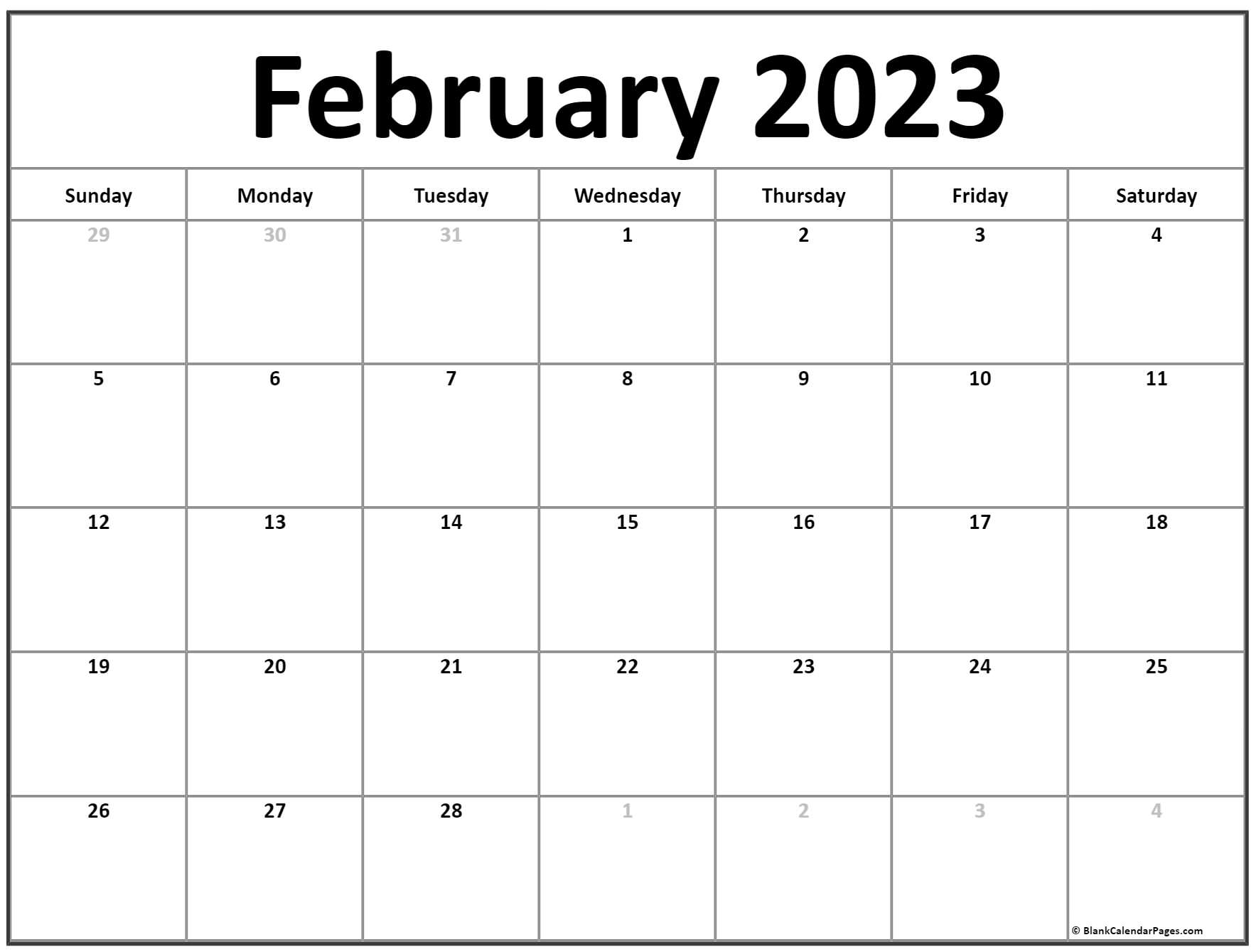 February 2023 calendar | free printable calendar