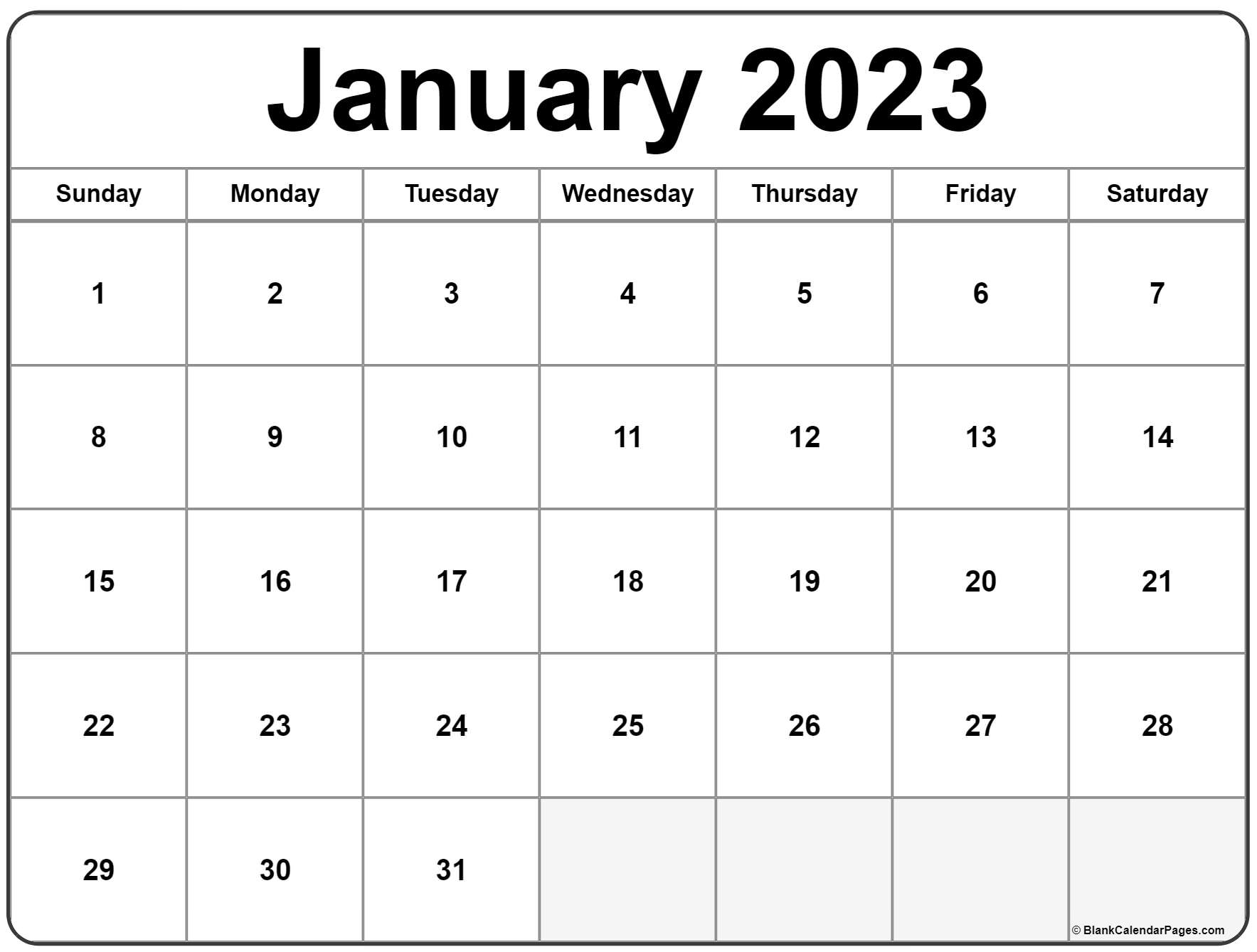 January 2023 calendar | free printable calendar