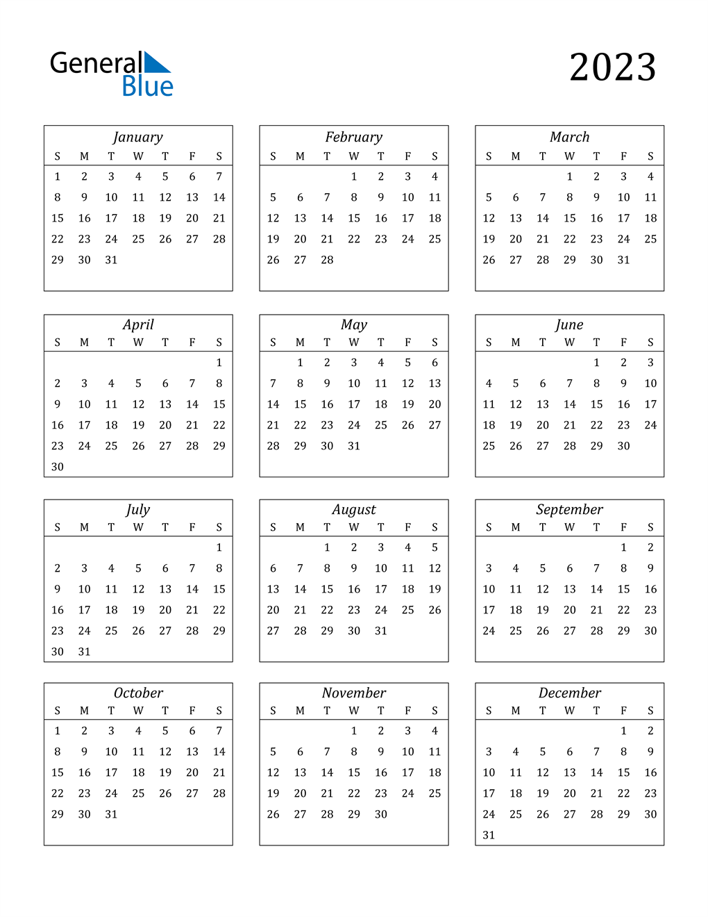 2023 Calendar (PDF, Word, Excel)