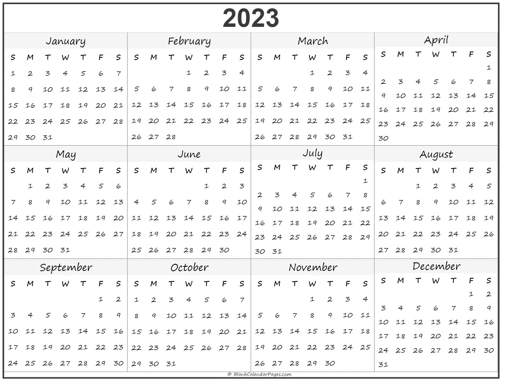 2023 year calendar | yearly printable