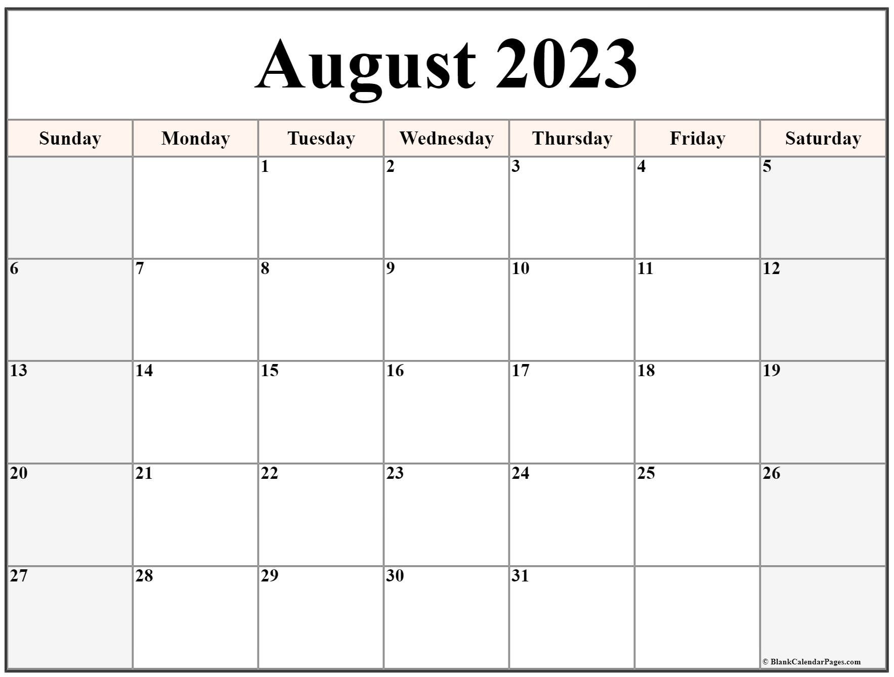 August 2023 calendar | free printable calendar