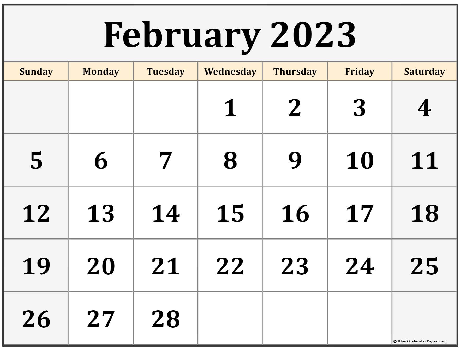 February 2023 calendar | free printable calendar