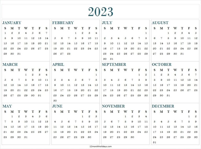 Free 2023 Printable Calendar One Page | Latest Calendar Template