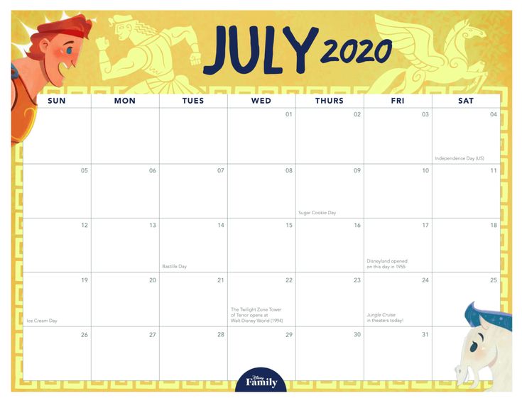 Start The New Year With This Printable 2020 Disney Calendar | Inside