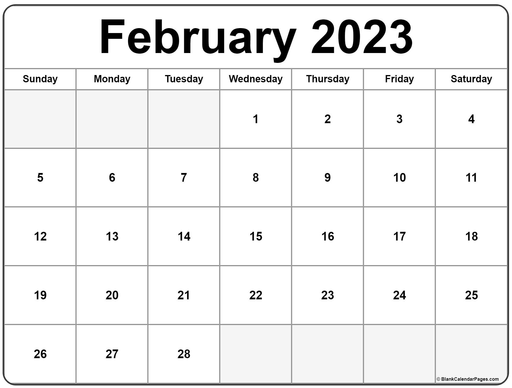 February 2023 calendar | free printable calendar