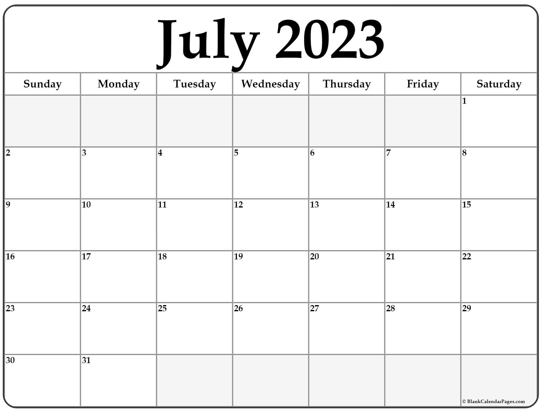 July 2023 calendar | free printable calendar