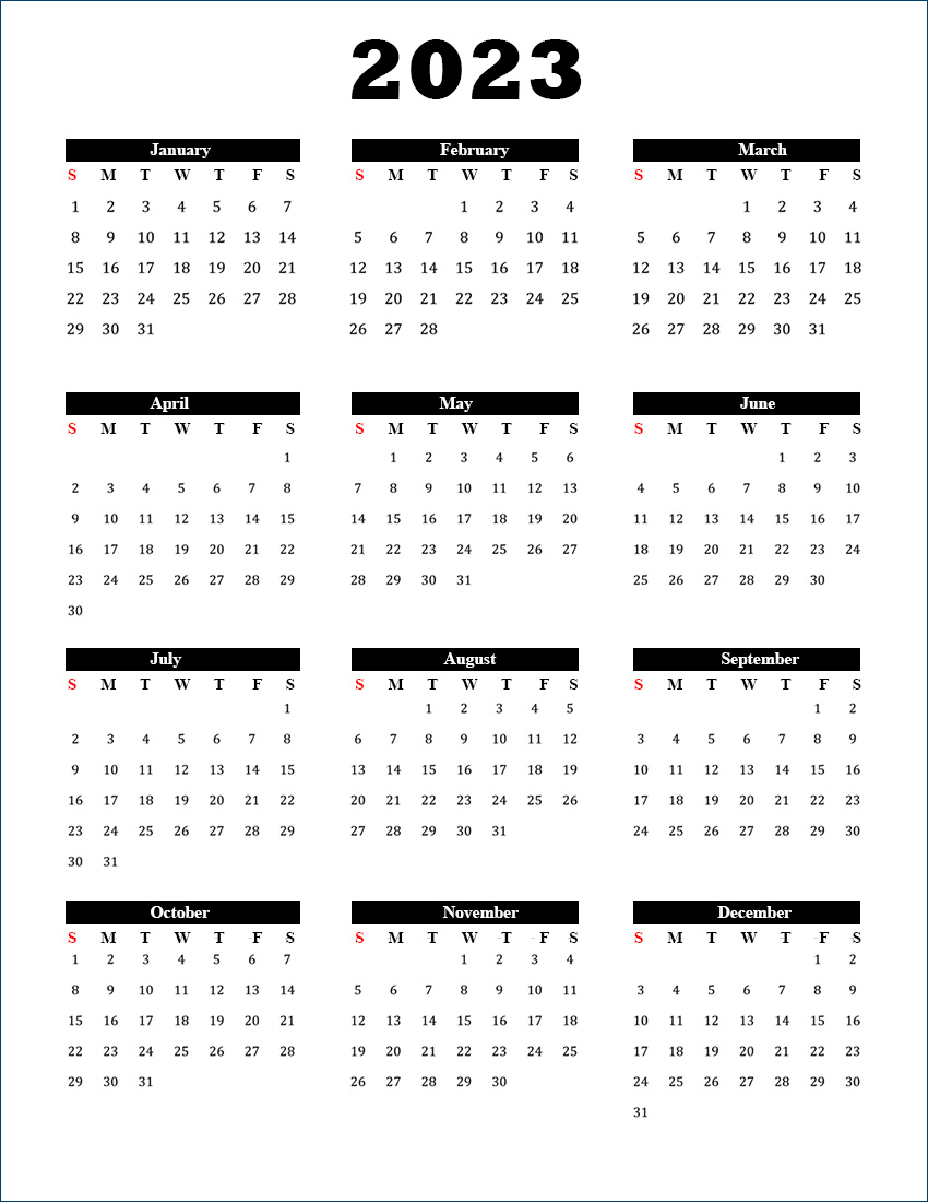 Free Printable Calendar 2023 Template in PDF