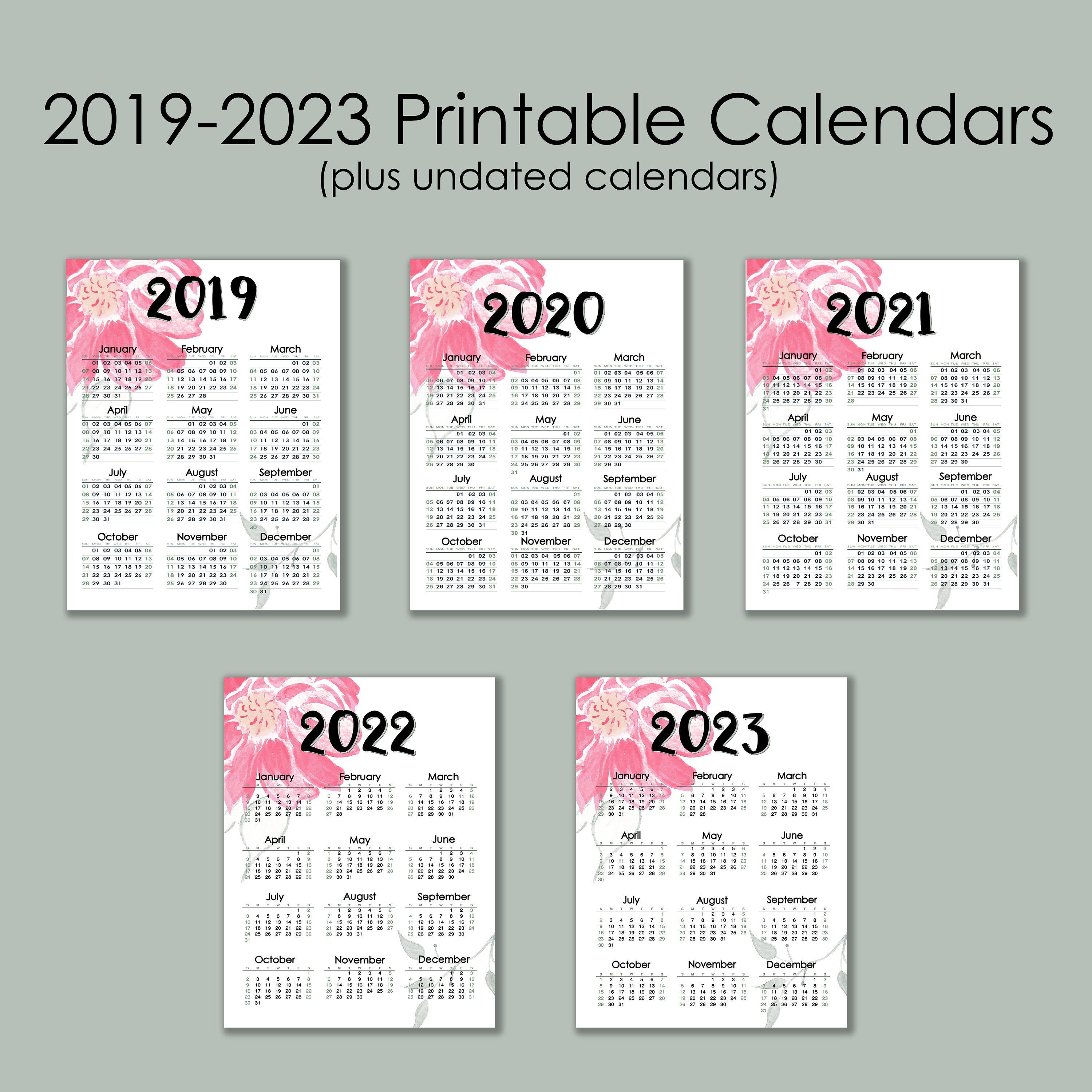 2021-2023 Monthly Printable Calendars-Floral Edition (Instant Digital