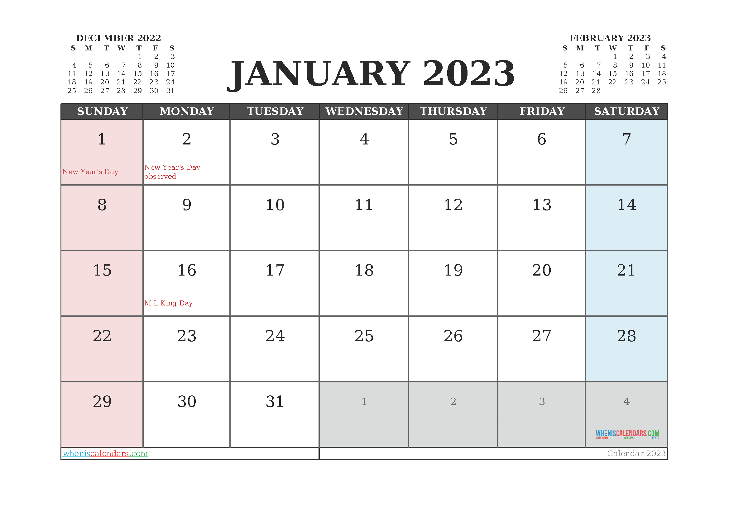 Free Printable January 2023 Calendar – 12 Templates | Calendar