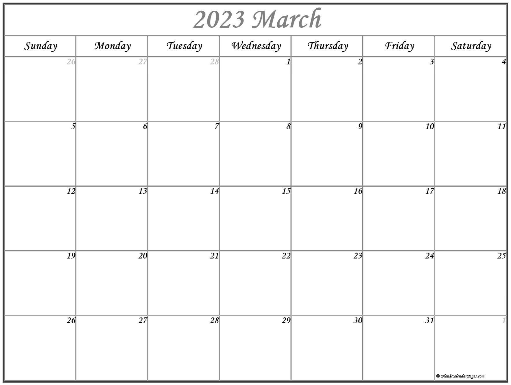 March 2023 calendar | free printable calendar