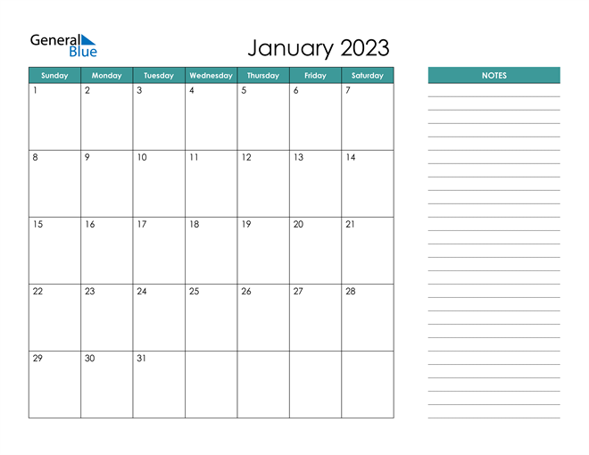 January 2023 Calendar (PDF Word Excel)