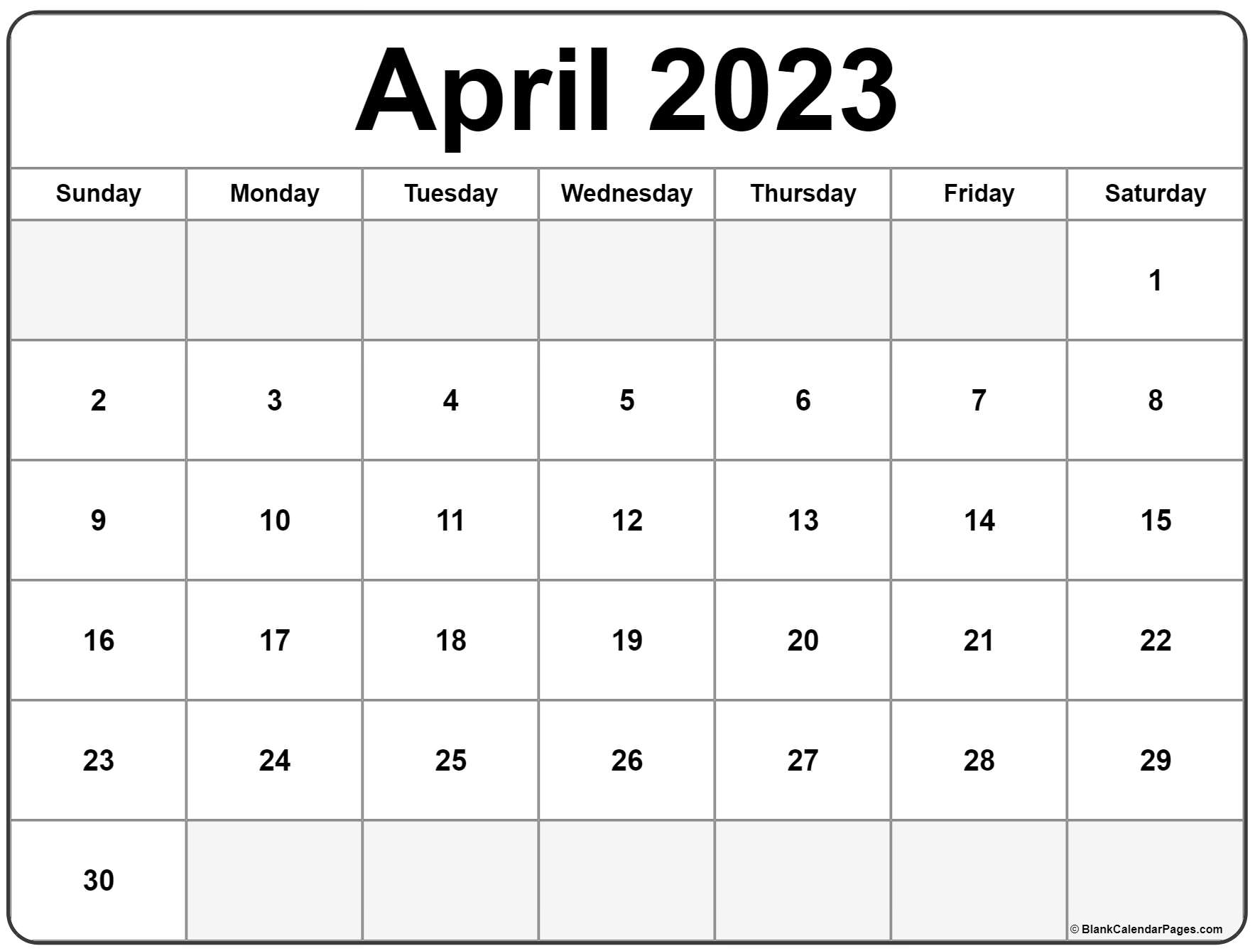 April 2023 calendar | free printable calendar