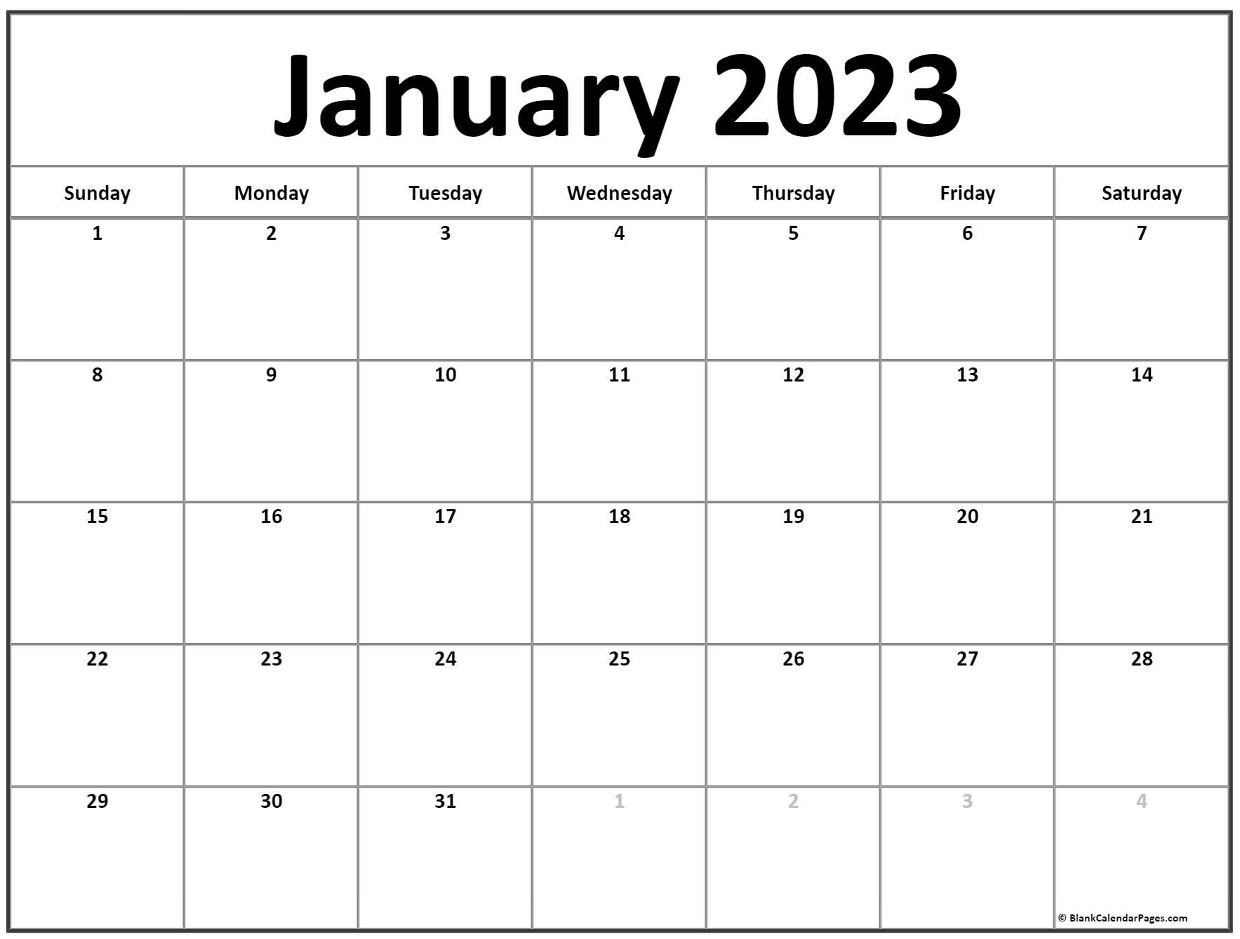 January 2023 calendar | free printable calendar