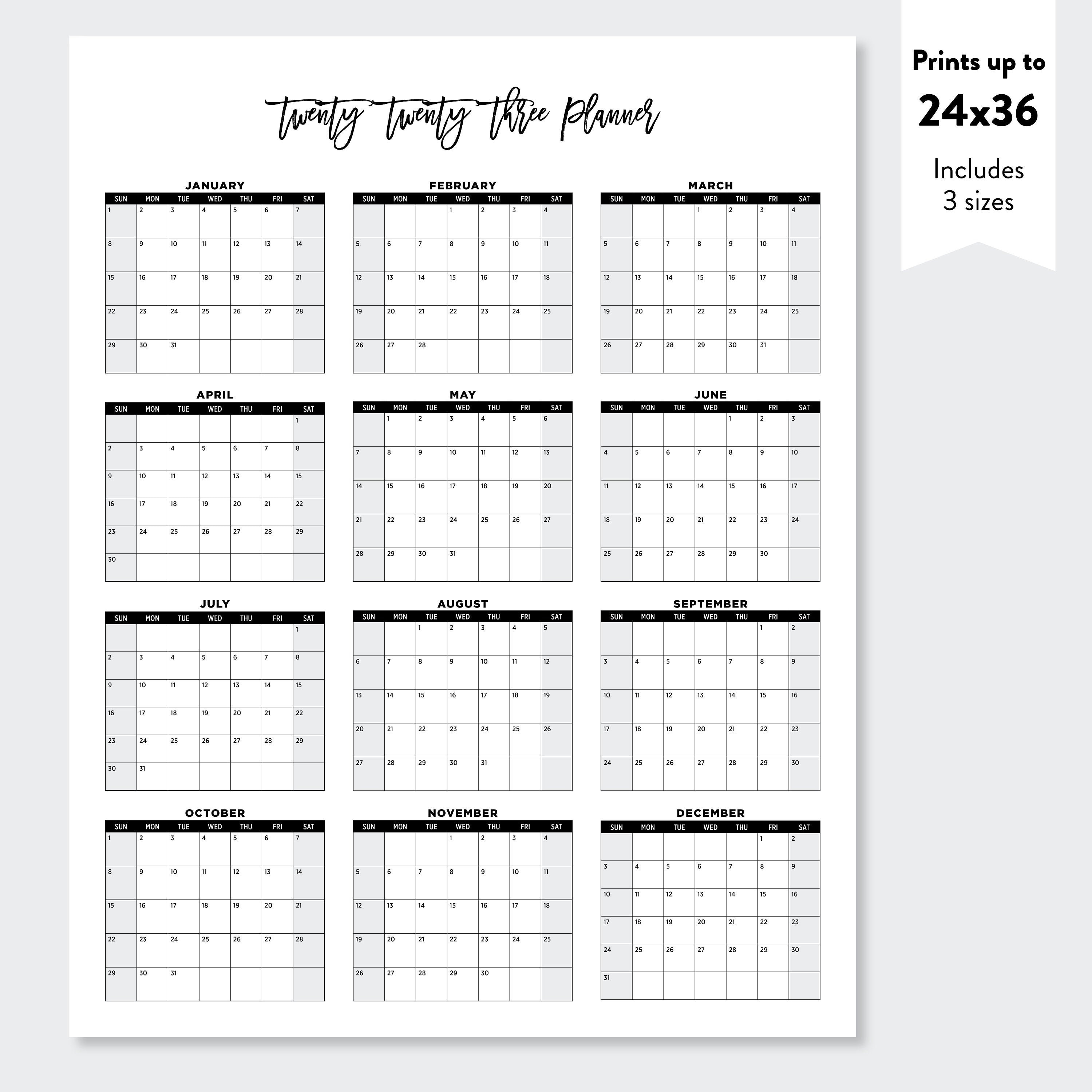 2023 Printable Large Wall Calendar 2023 Minimalist Wall | Etsy