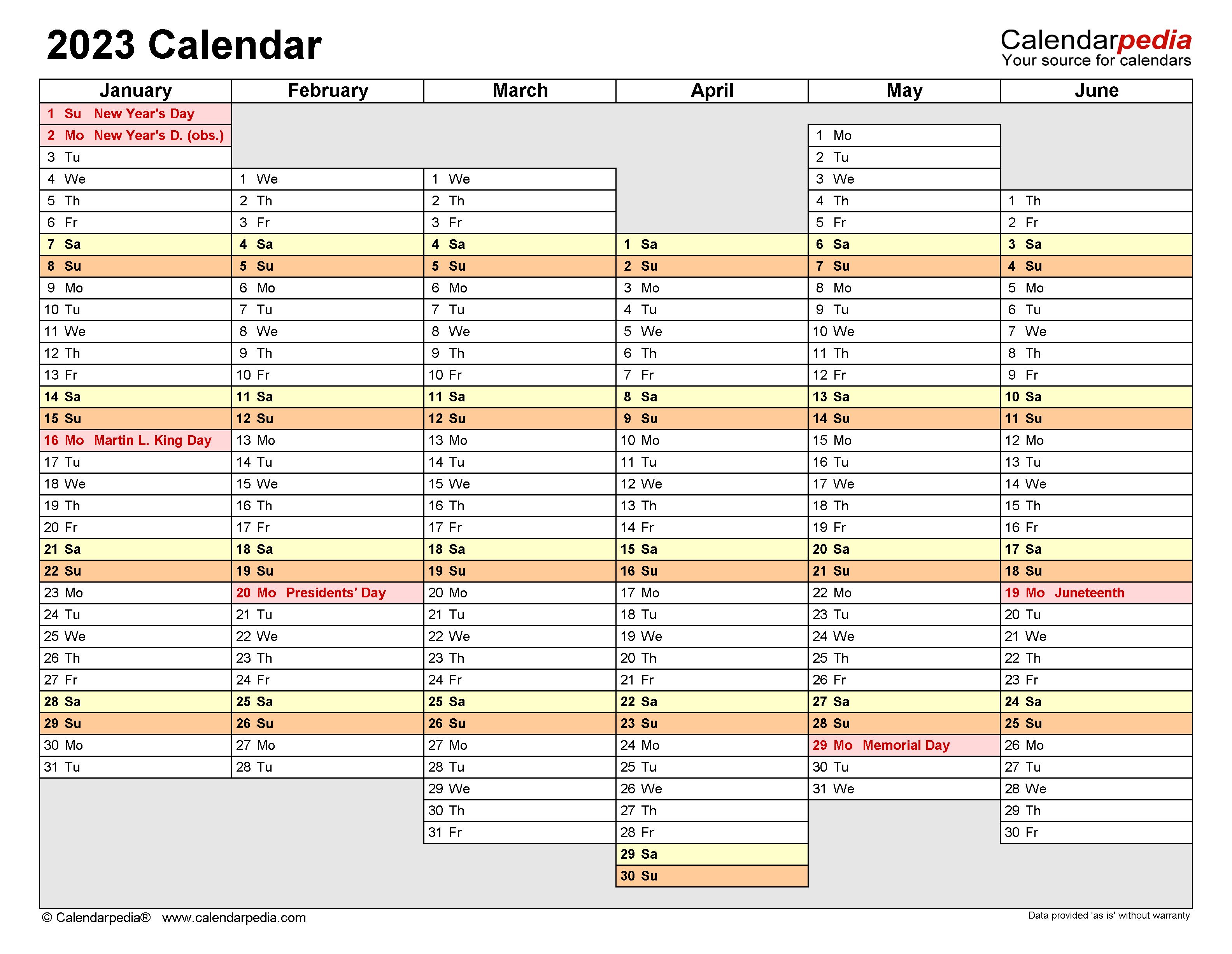 2023 Calendar - Free Printable Excel Templates - Calendarpedia