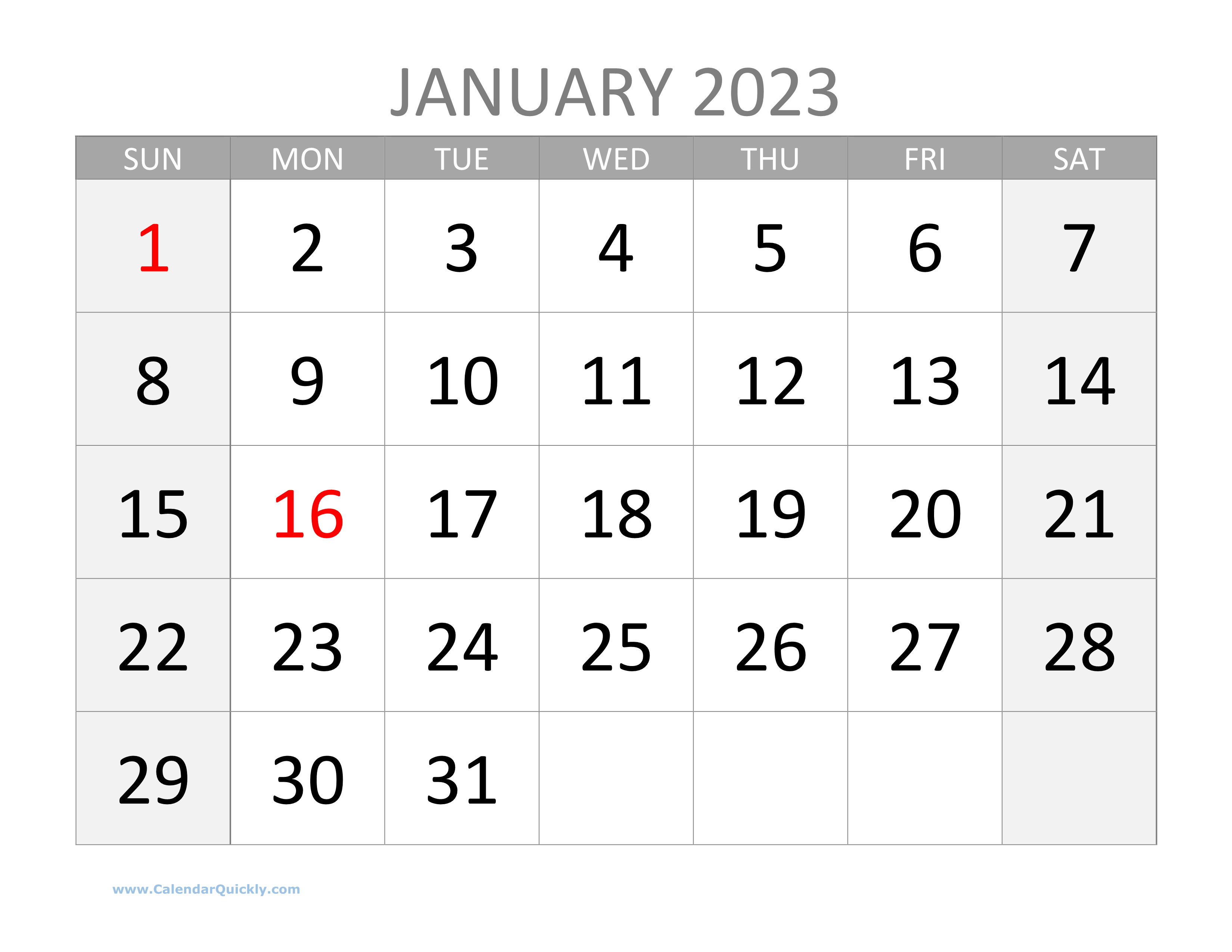 Large 2023 Calendar with Holidays | Calendar Quickly
