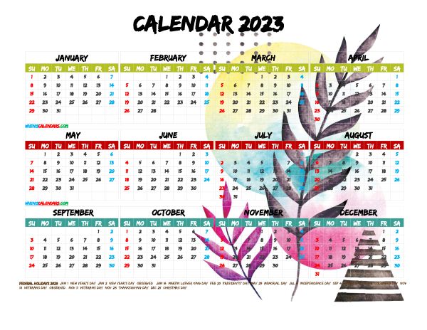 Printable 2023 Coloring Calendar Free