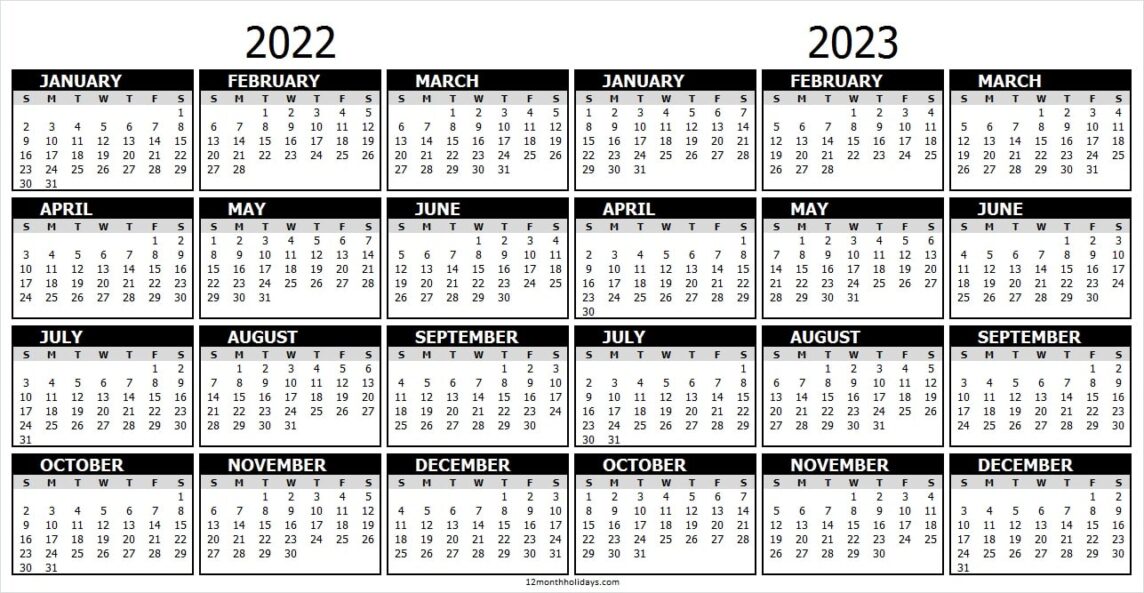 2022-2023 Academic Calendar Template | Free Printable 2 Year Calendar