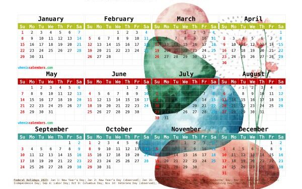 Pretty 2023 Calendar Printable Free
