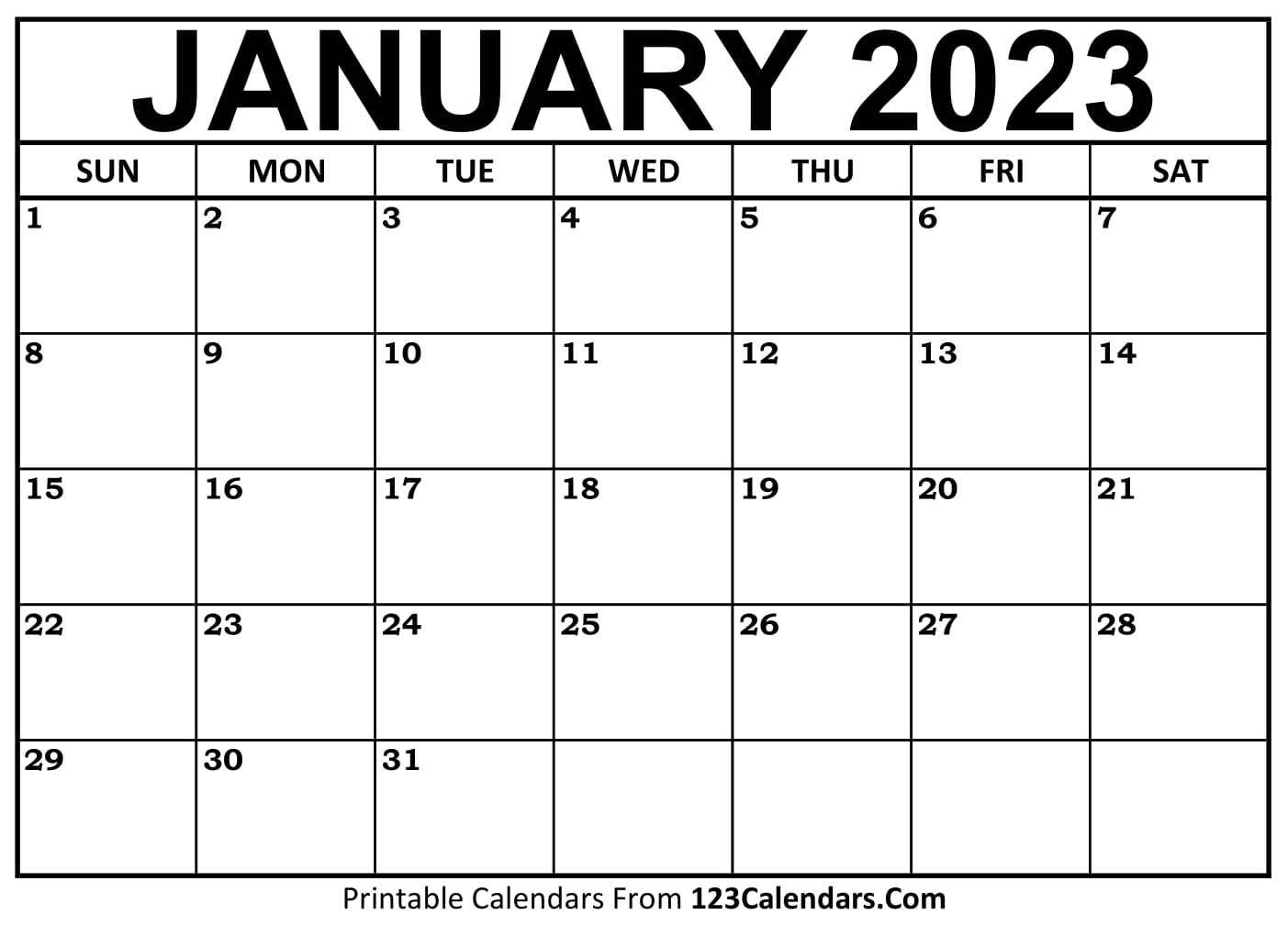 Printable January 2022 Calendar Templates - 123Calendars.com