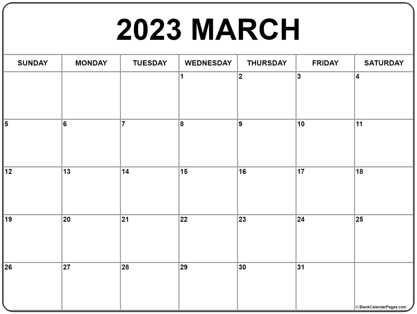 March 2023 calendar | free printable calendar