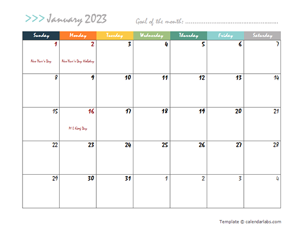 2023 Monthly Calendar Design - Free Printable Templates