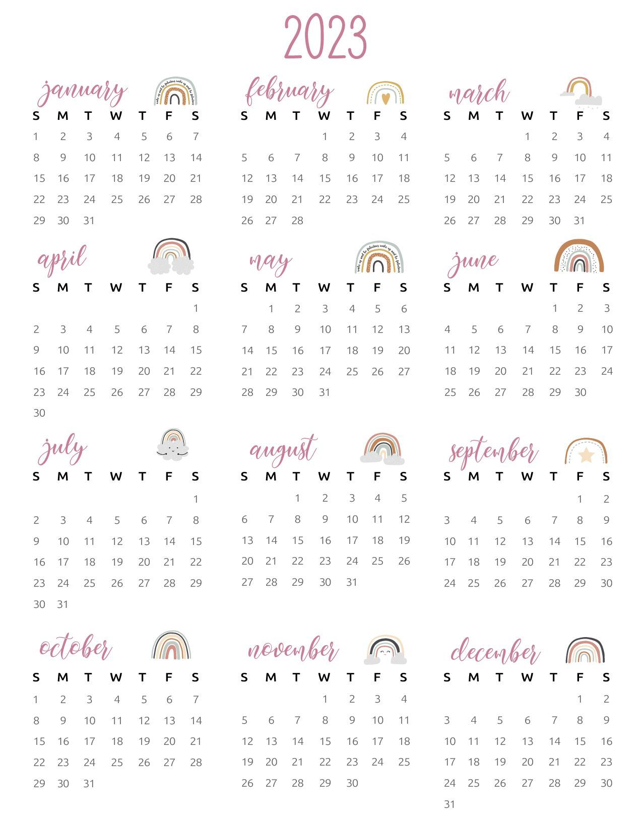 Printable 2023 Calendar One Page - World of Printables | Calendar